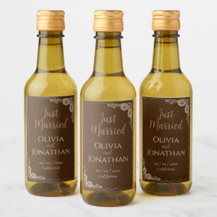 Étiquettes Pour Bouteilles De Vin Élégant Mariage en bronze élégant