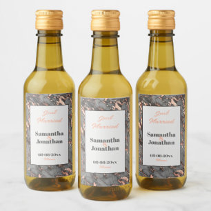 Étiquettes Pour Bouteilles De Vin Élégant Mariage en marbre gris rose