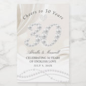 Étiquettes Pour Bouteilles De Vin Elégant Pearl 30e anniversaire Mini (Étiquettes simples)