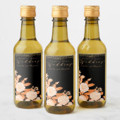 Étiquettes Pour Bouteilles De Vin Élégant Rose or Mariage noir (Bouteilles)