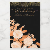 Étiquettes Pour Bouteilles De Vin Élégant Rose or Mariage noir (Étiquettes simples)