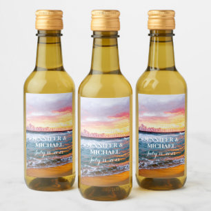 Étiquettes Pour Bouteilles De Vin Elégant Sunset Beach Tropical Summer Élégant