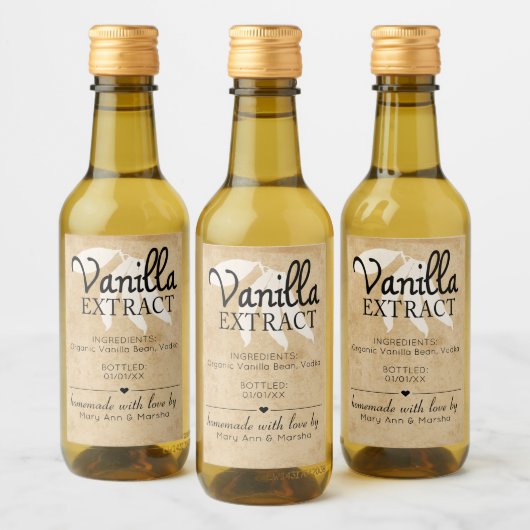 Étiquettes Pour Bouteilles De Vin Elegant Vanilla Extract Homemade (Bouteilles)