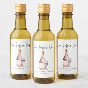 Étiquettes Pour Bouteilles De Vin Élégant Vino Rose Avant Vows Fête des mariées Favo