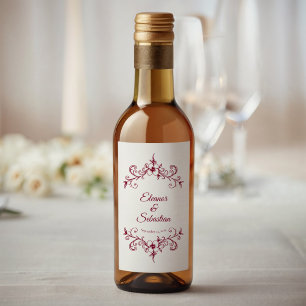 Étiquettes Pour Bouteilles De Vin Élégant Vintage Romance Bourgogne Mariage Mini