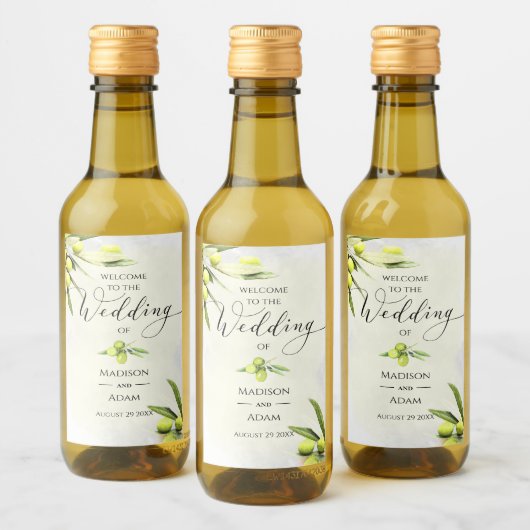 Étiquettes Pour Bouteilles De Vin Elégante aquarelle Branches d'olive Mariage (Bouteilles)