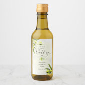 Étiquettes Pour Bouteilles De Vin Elégante aquarelle Branches d'olive Mariage (Devant)
