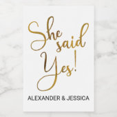 Étiquettes Pour Bouteilles De Vin Elle A Dit Oui (Étiquettes simples)