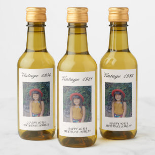 Étiquettes Pour Bouteilles De Vin Faveur de fête d'anniversaire Photo Vintage Amusan