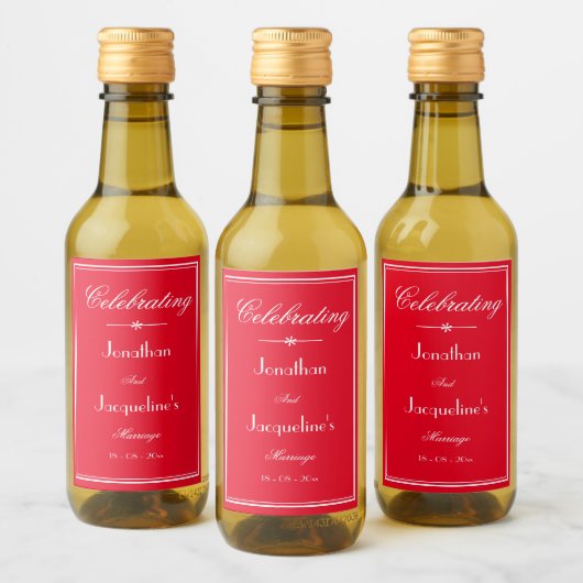 Étiquettes Pour Bouteilles De Vin Faveurs de mariage Nom du script Élégant Chic Red  (Bouteilles)
