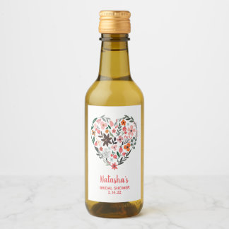 Étiquettes Pour Bouteilles De Vin Fête des mariées | Fleurs cardiaques romantiques,