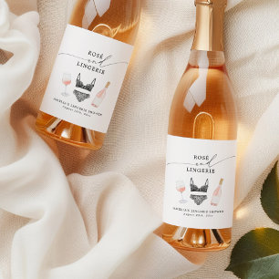 Étiquettes Pour Bouteilles De Vin Fête des mariées Rosé et Lingerie