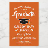 Étiquettes Pour Bouteilles De Vin Fêtes de Graduation Fêtes Orange Blanc Noir Mini (Étiquettes simples)