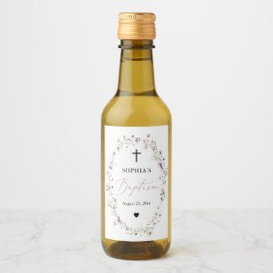 Étiquettes Pour Bouteilles De Vin Fleur sauvage fille Baptême Mini bouteille de vin 