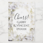 Étiquettes Pour Bouteilles De Vin Fleurs d'hydrangée blanche Mariage d'aquarelle (Étiquettes simples)