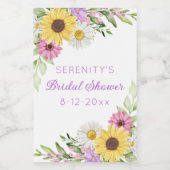 Étiquettes Pour Bouteilles De Vin Floral Boho Sunflower Daisy Bridal Shower (Étiquettes simples)