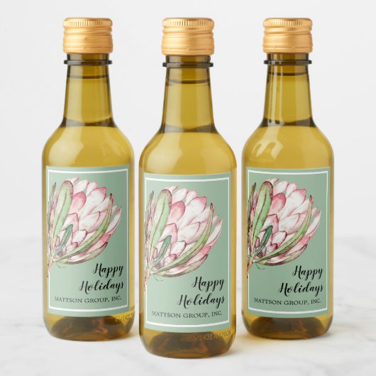 Étiquettes Pour Bouteilles De Vin Flore de Protea rose tropicale sur Mint MINI (Bouteilles)