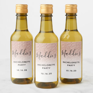 Étiquettes Pour Bouteilles De Vin Glam Pink Ombre Parties scintillant Bachelorette N