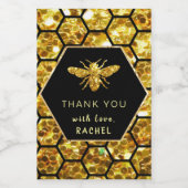 Étiquettes Pour Bouteilles De Vin hexagone bee merci (Étiquettes simples)