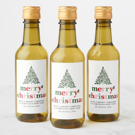 Étiquettes Pour Bouteilles De Vin Holly Merry & Bright Christmas (Bouteilles)