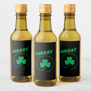 Étiquettes Pour Bouteilles De Vin Honneur, Vêtement, Shamrock, Vert irlandais, St pa