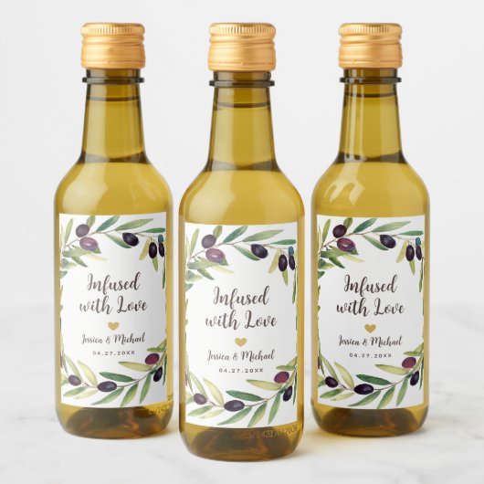 Étiquettes Pour Bouteilles De Vin Huile d'olive Faveurs de mariage infusé avec l'amo (Bouteilles)