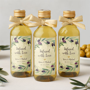 Étiquettes Pour Bouteilles De Vin Huile d'olive infusée d'amour Mariage rustique Fav