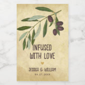 Étiquettes Pour Bouteilles De Vin Huile d'olive rustique Mariage infusée de feuillag (Étiquettes simples)