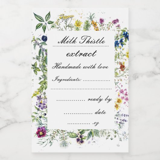 Étiquettes Pour Bouteilles De Vin jardin d'herbes à la main extrait ensemble Étiquet (Étiquettes simples)