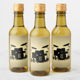 Étiquettes Pour Bouteilles De Vin Jeu de tambour monogramme or