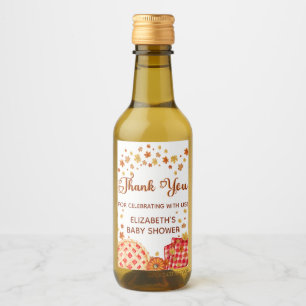 Étiquettes Pour Bouteilles De Vin Joli Bébé Citrouille de l'Automne Remerciements Ba