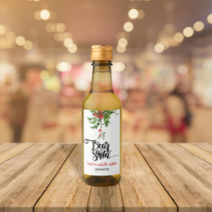 Étiquettes Pour Bouteilles De Vin Joli rouge et blanc Dear Santa Gui de gui aquarell