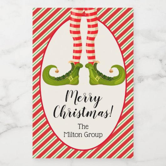 Étiquettes Pour Bouteilles De Vin Jolly Christmas Elf Legs (Étiquettes simples)