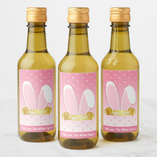Étiquettes Pour Bouteilles De Vin Joyeux Bunny de Pâques oreilles rose Mini jeu de 