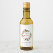Étiquettes Pour Bouteilles De Vin Joyeux Noël Vert vert Rouge Wreath Mini (Devant)