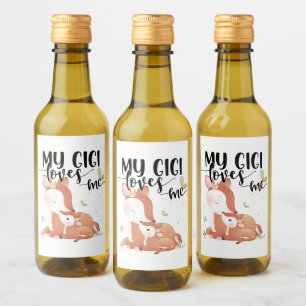 Étiquettes Pour Bouteilles De Vin Le cerf de bois Doe et le bébé Fawn Mon Gigi m'aim