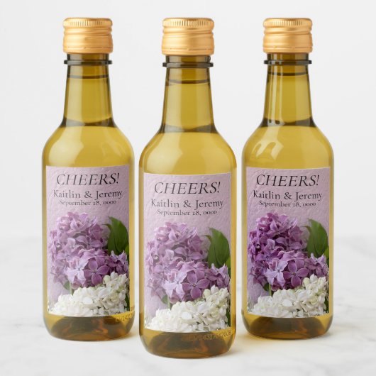 Étiquettes Pour Bouteilles De Vin Lilas blanc et violet en texture (Bouteilles)