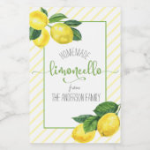 Étiquettes Pour Bouteilles De Vin Limoncello aquarelle citrons nom de script personn (Étiquettes simples)