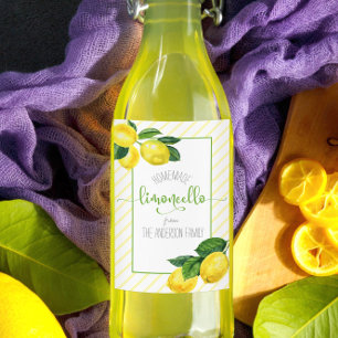 Étiquettes Pour Bouteilles De Vin Limoncello aquarelle citrons nom de script personn