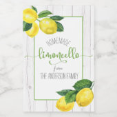 Étiquettes Pour Bouteilles De Vin Limoncello aquarelle citrons rustique nom de scrip (Étiquettes simples)