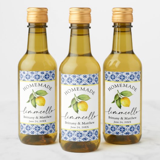 Étiquettes Pour Bouteilles De Vin Limoncello Calligraphie Aquarelle Citron Carrelage (Bouteilles)