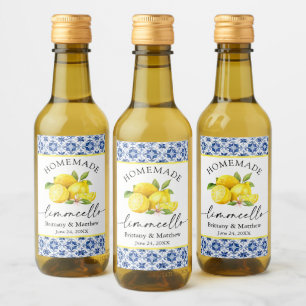 Étiquettes Pour Bouteilles De Vin Limoncello Calligraphie Aquarelle Citrons Carrelag