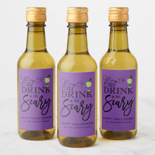 Étiquettes Pour Bouteilles De Vin "Mangez, boisson et soyez" partie effrayante de