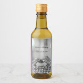 Étiquettes Pour Bouteilles De Vin Mariage Argent Nom élégant Date Script Mini (Devant)