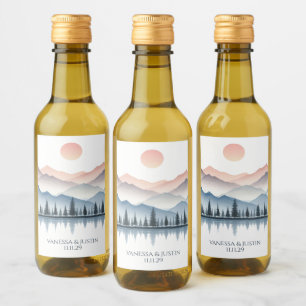 Étiquettes Pour Bouteilles De Vin Mariage au lac de montagne