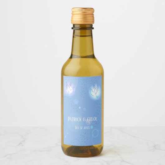 Étiquettes Pour Bouteilles De Vin Mariage Dove Blue Lighting (Devant)