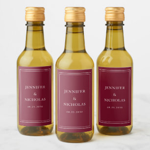 Étiquettes Pour Bouteilles De Vin Mariage élégant typographie Bourgogne
