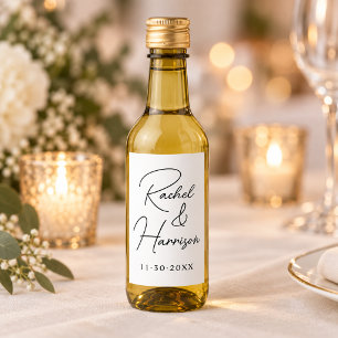 Étiquettes Pour Bouteilles De Vin Mariage Monogramme Écriture Moderne
