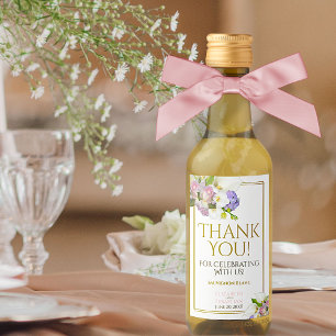 Étiquettes Pour Bouteilles De Vin Mariage Printemps Pastel Floral Merci Mini