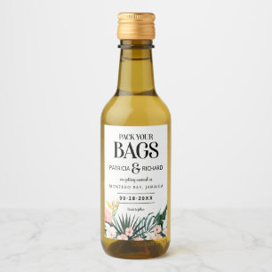 Étiquettes Pour Bouteilles De Vin Mariage Tropical de Destination Enregistrer la Dat